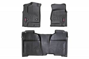 Rough Country - M-21143 | Rough Country Floor Mats Chevrolet Silverado / GMC Sierra 1500/2500 HD/3500 HD 2WD/4WD (2014-2019) | First & Second Row, Front Bench Seat, Crew Cab