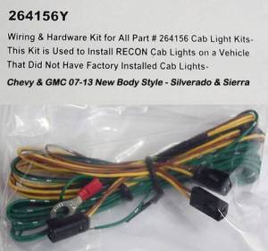 Recon Truck Accessories - 264156Y | Recon 3 Piece Cab Roof Light Wiring & Hardware Installation Kit