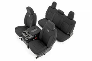 Rough Country - 91037 | Rough Country Seat Covers Chevrolet Silverado / GMC Sierra 1500 | First & Second Row, With Backseat Storage & Cup Holder