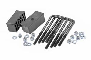 Rough Country - 6532 | Rough Country 2 Inch Block And U-Bolt Kit (2019-2025 Silverado, Sierra 1500 2WD/4WD | Multi Leaf Spring)