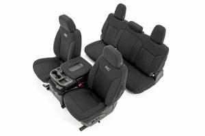 Rough Country - 91039 | Rough Country Seat Covers Chevrolet Silverado / GMC Sierra 1500 | First & Second Row, Without Backseat Storage Or Cup Holder
