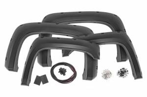Rough Country - F-C10714B | Rough Country Pocket Fender Flares For Chevrolet Silverado 1500 / 2500 HD / 3500 HD (2007-2014) | Flat Black