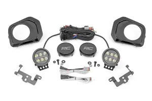 Rough Country - 71095 | Rough Country LED Fog Light Kit For Toyota Tacoma | 3.5 Inch, Round Black Series, Amber DRL
