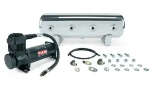 Air Lift Performance - 27805 | Air Lift Performance 2.5 Gal. Polished Tank w/ Viair 444c black compressor, 1/4" & 3/8" fittings & tank mounting hardware