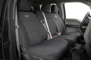 Rough Country - 91063 | Rough Country Seat Covers For Ford F-150 / F-150 Lightning / F-250 & F-350 Super Duty | First Row, Front Bench Seat, Rear Not Applicable