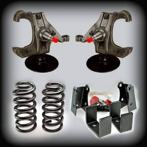 DJM Suspension - DJM2045L-55-1-ROTOR | DJM Suspension 5 Inch Front / 5 Inch Rear Lowering Kit for 1973-1987 C10 Pickup 2WD with 1.0 Inch Rotors (Shocks Included)