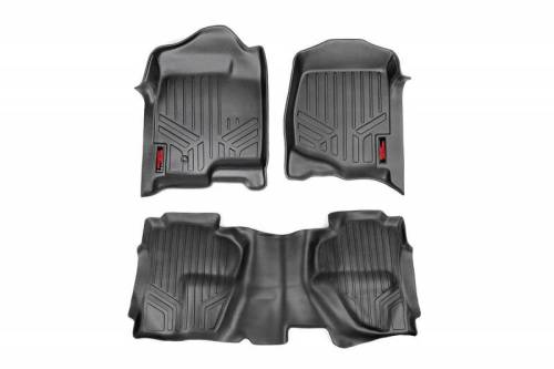 Rough Country - M-20713 | Rough Country Floor Mats For Chevrolet Silverado / GMC Sierra 1500/2500 HD (2007-2014) | First & Second Row, Front Bucket Seats, Crew Cab