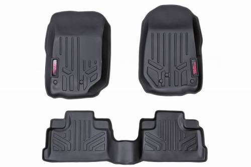 Rough Country - M-60712 | Rough Country Floor Mats For Jeep Wrangler Unlimited 2WD/4WD (2007-2013) | Front & Second Row, 4 Door
