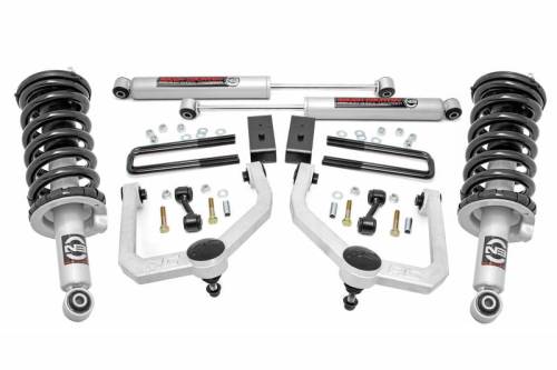 Rough Country - 83432 | Rough Country 3 Inch Lift Kit For Nissan Titan 2WD/4WD | Aluminum Finish Arm, Lifted N3 Struts (2004-2015 Models) 4WD Models Only, Premium N3 Shocks