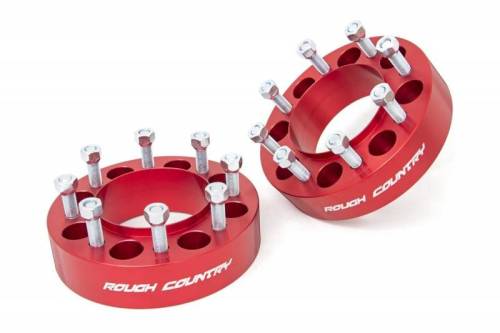 Rough Country - 1094ARED | Rough Country 2 Inch Wheel Spacers Ford F-250 / F-350 Super Duty 4WD | Red Finish