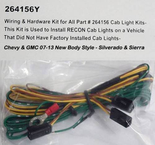 Recon Truck Accessories - 264156Y | Recon 3 Piece Cab Roof Light Wiring & Hardware Installation Kit