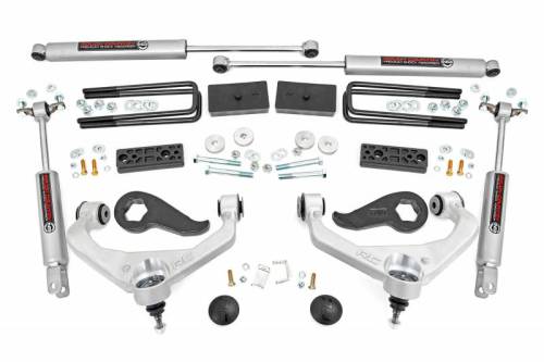 Rough Country - 95830 | Rough Country 3 Inch Lift Kit For Chevrolet Silverado / GMC Sierra 2500 HD & 3500 HD 2WD/4WD | Aluminum Finish Arms, No Factory Rear Overload Springs, Premium N3 Shocks