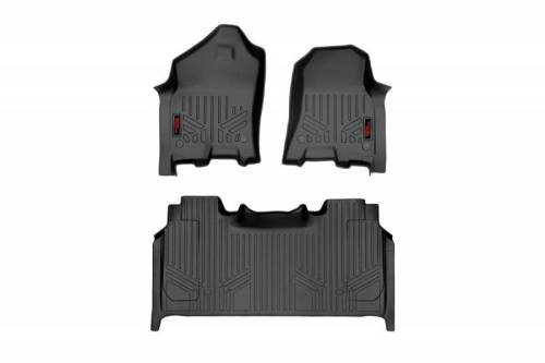 Rough Country - M-31422 | Rough Country Floor Mats For Ram 1500 (2019-2024) / 1500 TRX (2021-2024) | Front & Rear Row, Front Bucket Seats, Crew Cab, With Factory Under Seat Storage