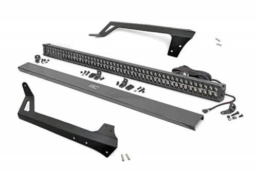 Rough Country - 70504BLDRL | Rough Country LED Windshield Mount Light Kit 50" Black Dual Row | White DRL (2007-2018 Wrangler JK)