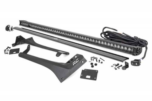 Rough Country - 70066 | Rough Country LED Light Kit For Jeep Gladiator JT / Wrangler JL | Black Series With White DRL, Single Row