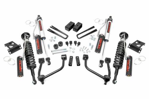 Rough Country - 76850 | Rough Country 3.5 Inch Lift Kit For Toyota Tundra 2/4WD (2007-2021) | Aluminum Finish, Front Vertex Adjustable Coilovers (4WD Only), Rear Vertex Adjustable Shocks
