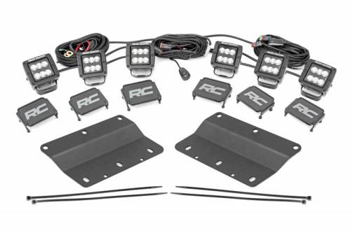Rough Country - 51085 | Rough Country Triple LED Fog Light Kit  | Black Series With Spot Beam (2021-2026 Bronco 4WD)