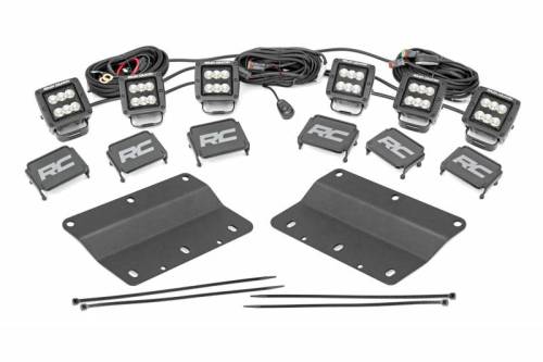 Rough Country - 51086 | Rough Country Triple LED Fog Light Kit | Black Series With Flood Beam (2021-2026 Bronco 4WD)
