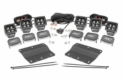 Rough Country - 51087 | Rough Country Triple LED Fog Light Kit | Black Series With White DRL (2021-2026 Bronco 4WD)