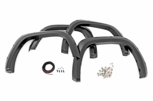 Rough Country - F-T11413 | Rough Country Pocket Fender Flares For Toyota Tundra 2/4WD | Flat Black