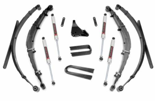 Rough Country - 50140 | Rough Country 4 Inch Lift Kit With Rear Leaf Springs For Ford F-250/F-350 Super Duty 4WD | 1999-2004 | Pre-Production 3-1-1999 | M1 Shocks