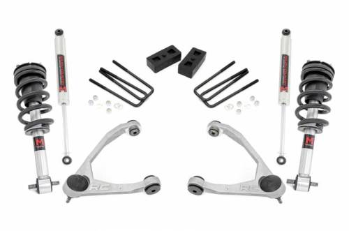 Rough Country - 24640 | Rough Country 3.5 Inch Lift Kit Chevrolet Silverado / GMC Sierra 1500 (2007-2016) | Aluminum Finish Arm, M1 Monotube Struts (2007-2013), Rear M1 Monotube Struts