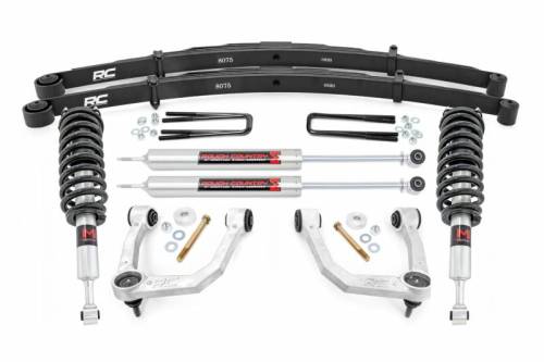Rough Country - 74241 | Rough Country 3.5 Inch Lift Kit For Toyota Tacoma 2WD/4WD | Aluminum Finish Control Arm, M1 Struts, Rear M1 Shocks