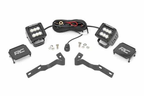 Rough Country - 71081 | Rough Country Low Profile LED Ditch Light Kit For Toyota Tacoma (2016-2023) | Black Series With Flood Beam
