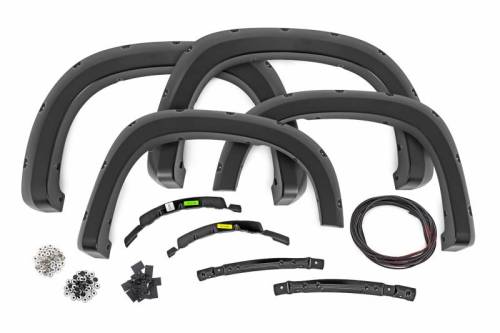 Rough Country - F-C12211 | Rough Country Pocket Fender Flares For Chevrolet Silverado 1500 2/4WD | Flat Black