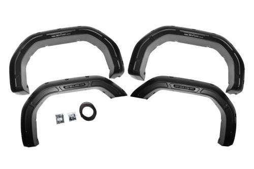 Rough Country - A-G12011-GBA | Rough Country Defender Pocket Fender Flares For GMC Sierra 2500 HD/3500 HD | Black