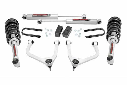 Rough Country - 28831 | Rough Country 3.5 Inch Lift Kit With Aluminum Control Arms N3 Struts / N3 Rear Shocks (2019-2025 Sierra 1500 2WD/4WD | Mono Leaf Spring)
