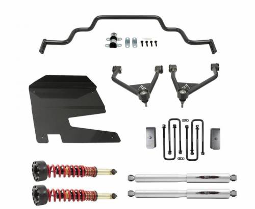 Belltech - 150212HK | Belltech 4 Inch Complete Lift kit with Trail Performance Coilovers/Shocks & Front Sway Bar (2019-2025 Silverado/Sierra 1500 2WD/4WD)