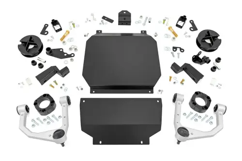 Rough Country - 70300 | Rough Country 3.5 Inch Lift Kit For Toyota Tundra 4WD | Strut Spacers With Shock Relocation Brackets