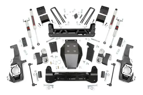 Rough Country - 10240 | Rough Country 5 Inch Lift Kit For Chevrolet Silverado / GMC Sierra 2500 HD & 3500 HD 4WD | NTD, No Factory Rear Overload Springs, M1 Monotube Shocks