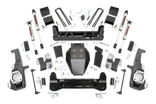 Rough Country - 10270 | Rough Country 5 Inch Lift Kit For Chevrolet Silverado / GMC Sierra 2500 HD & 3500 HD 4WD | NTD, No Factory Rear Overload Springs, V2 Monotube Shocks