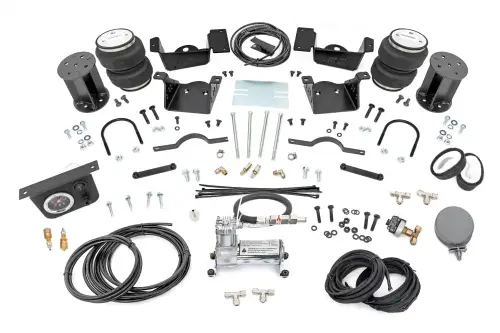 Rough Country - 100347C | Rough Country Air Spring Kit Chevrolet Silverado / GMC Sierra 2500 HD & 3500 HD 2WD/4WD | For Models With 7 Inch Of Suspension Lift, With Onboard Air Compressor
