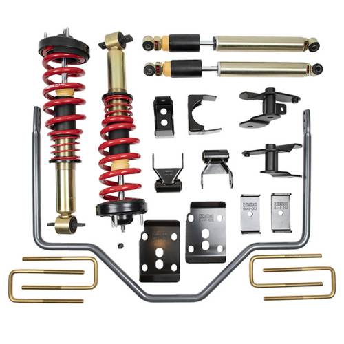 Belltech - 1001HKP | Belltech 1 to 3 Inch Front / 4 Inch Rear Complete Lowering Kit with Damping/Height Adjustable Coilovers & Rear Sway Bar (2015-2020 F150 2WD/4WD)