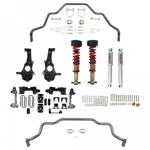 Belltech - 1040HK | Belltech 2 to 4 Inch Front / 6 Inch Rear Complete Lowering Kit with Height Adjustable Coilovers & Front Sway Bar (2019-2026 Silverado/Sierra 1500 2WD)