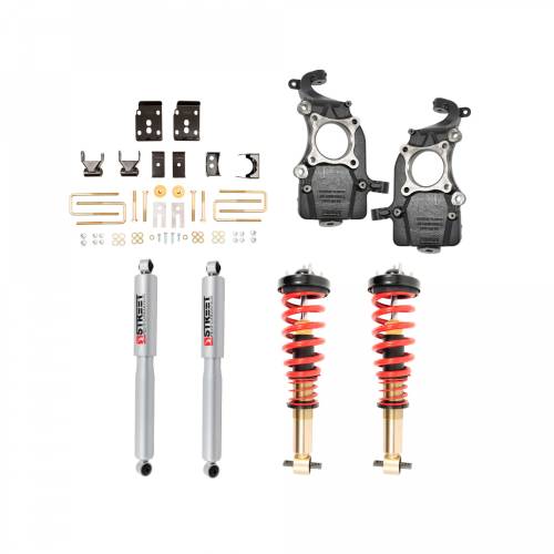 Belltech - 1051SPC | Belltech 2 to 5.5 Inch Front / 6.5 Inch Rear Complete Lowering Kit with Height Adjustable Coilovers (2021-2026 F150 2WD)