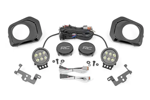 Rough Country - 71095 | Rough Country LED Fog Light Kit For Toyota Tacoma | 3.5 Inch, Round Black Series, Amber DRL