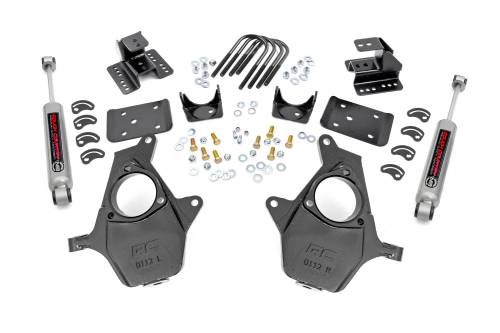 Rough Country - 71630 | Rough Country 2 Inch Lowering Kit For Chevrolet Silverado / GMC Sierra 1500 | 4 Inch Rear Lowering, Aluminum/Stamped Knuckle | Premium N3 Shocks