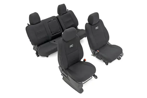 Rough Country - 91058 | Rough Country Seat Covers, Crew Cab For Nissan Frontier 2WD/4WD | Front And Rear Row