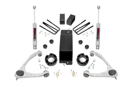 Rough Country - 19431A | Rough Country 3.5in Suspension Lift Kit With Forged Upper Control Arms (2007-2016 Silverado, Sierra 1500 4WD)