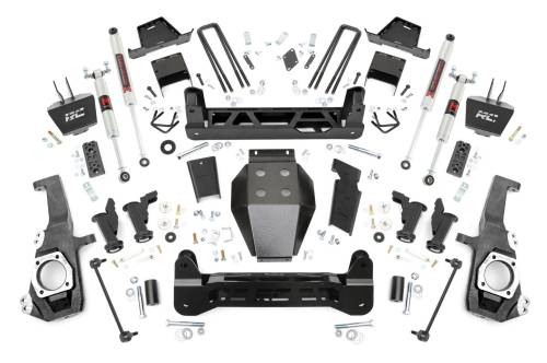 Rough Country - 11740 | Rough Country 7 Inch Lift Kit Torsion Drop Chevrolet Silverado / GMC Sierra 2500 HD & 3500 HD 4WD | No Factory Rear Overload Springs, M1 Monotube Shocks