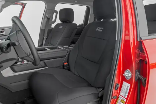 Rough Country - 91054 | Rough Country Seat Covers For Toyota Tundra 2WD/4WD | Front & Rear, Without Factory Rear Cupholder