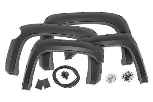 Rough Country - F-C11612A-GAN | Rough Country Pocket Fender Flares For Chevrolet Silverado 1500 (2007-2013) | 5' 9" Bed, Silver Ice Metallic