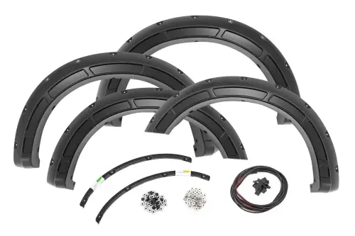 Rough Country - A-F20231-YZ | Rough Country Defender Pocket Fender Flares For Ford F-250 / F-350 Super Duty | Oxford White