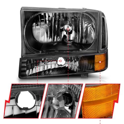 Anzo USA - 111080 | Anzo USA Crystal Headlights Black (2000-2004 Excursion | 1999-2004 F250, F350 Super Duty)