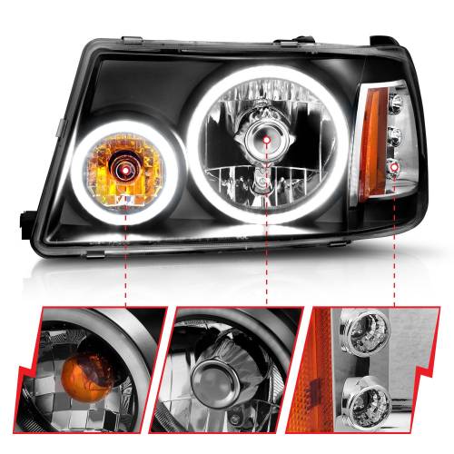 Anzo USA - 111152 | Anzo USA Crystal Headlights w/ RX Halo Black 1 pc (2001-2011 Ranger)