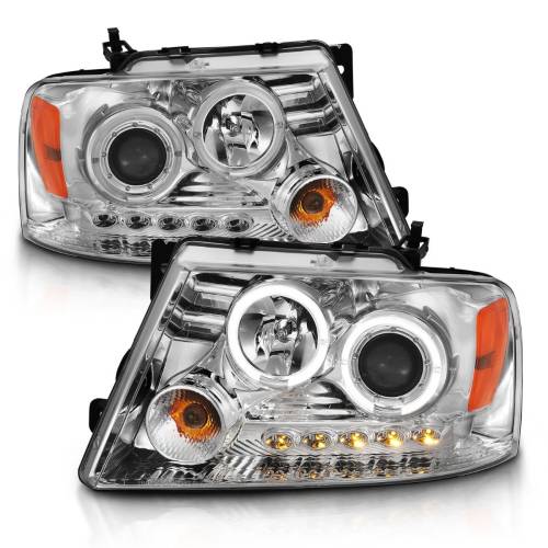 Anzo USA - 111203 | Anzo USA Projector Headlights w/ Halo & LED Chrome (2004-2008 F150 | 2006-2008 Marlk LT)